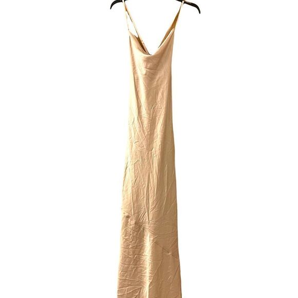 NWOT Show me your mumu Tuscany Maxi Slip Dress in champagne luxe satin Size S - Picture 4 of 12